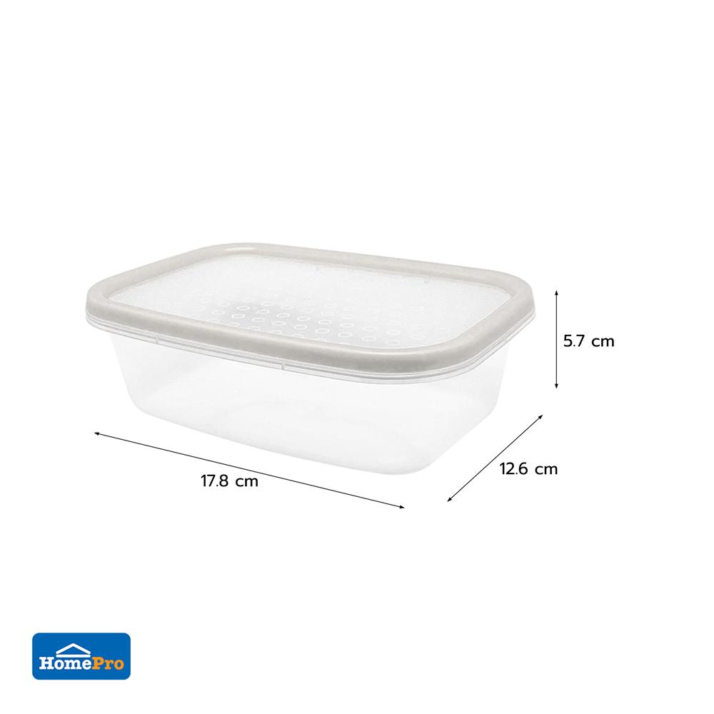 กล่องอาหารเหลี่ยม 0.6 ลิตร KECH NICE สีเทา แพ็ก 4 ชิ้น