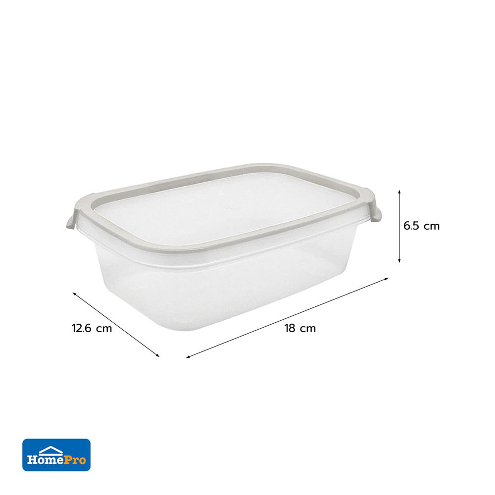 กล่องอาหารเหลี่ยม 0.6 ลิตร KECH NEAT สีเทา