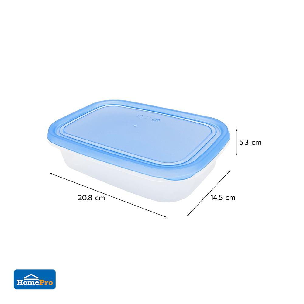กล่องอาหารเหลี่ยม 0.8 ลิตร KECH NOLA สีฟ้า แพ็ก 3 ชิ้น