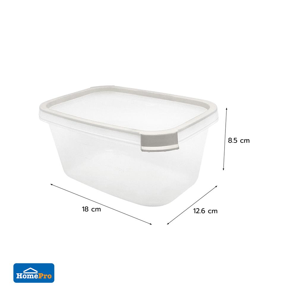 กล่องอาหารเหลี่ยม 1 ลิตร KECH NEAT สีเทา