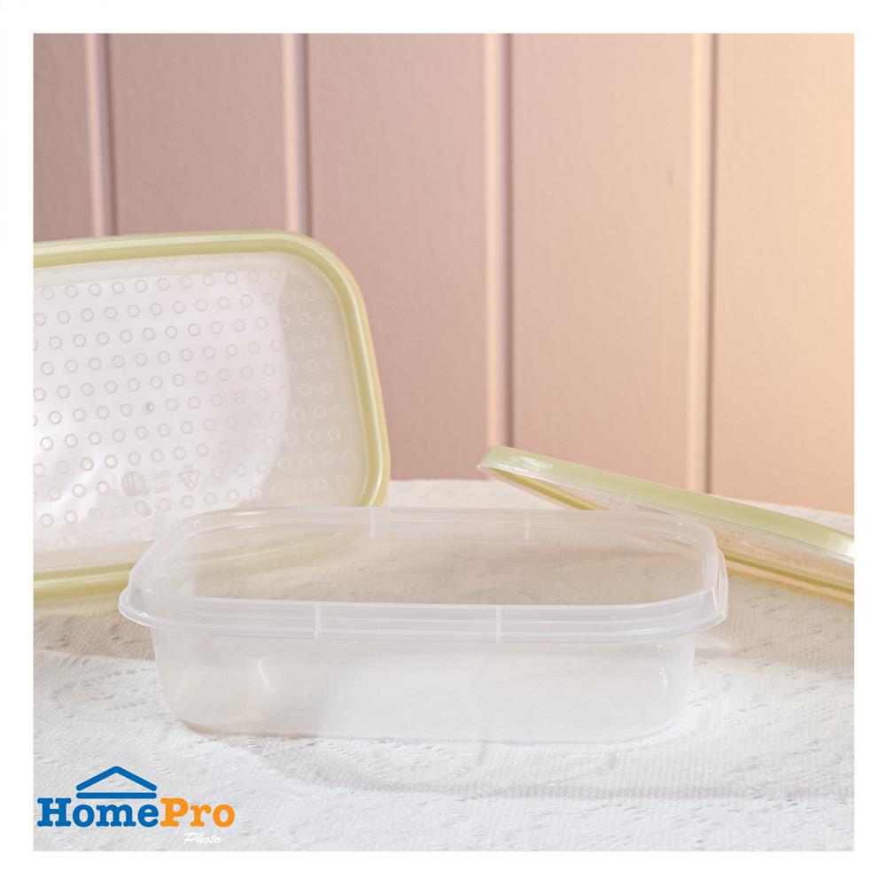 กล่องอาหารเหลี่ยม 0.8 ลิตร KECH NICE สีเหลือง แพ็ก 3 ชิ้น