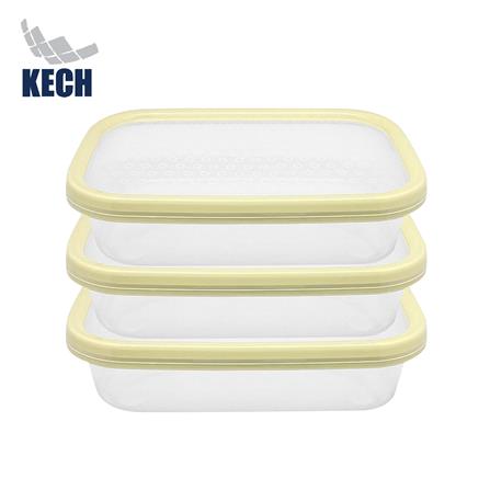กล่องอาหารเหลี่ยม 0.8 ลิตร KECH NICE สีเหลือง แพ็ก 3 ชิ้น_1