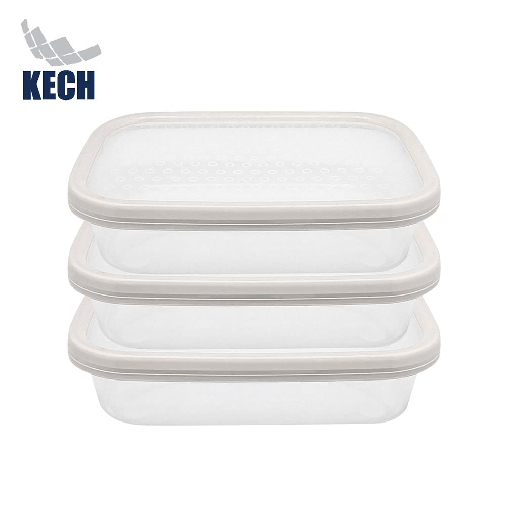 กล่องอาหารเหลี่ยม 0.8 ลิตร KECH NICE สีเทา แพ็ก 3 ชิ้น_1