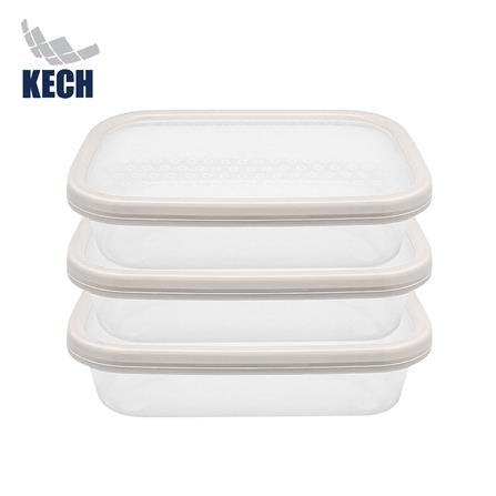 กล่องอาหารเหลี่ยม 0.8 ลิตร KECH NICE สีเทา แพ็ก 3 ชิ้น_0