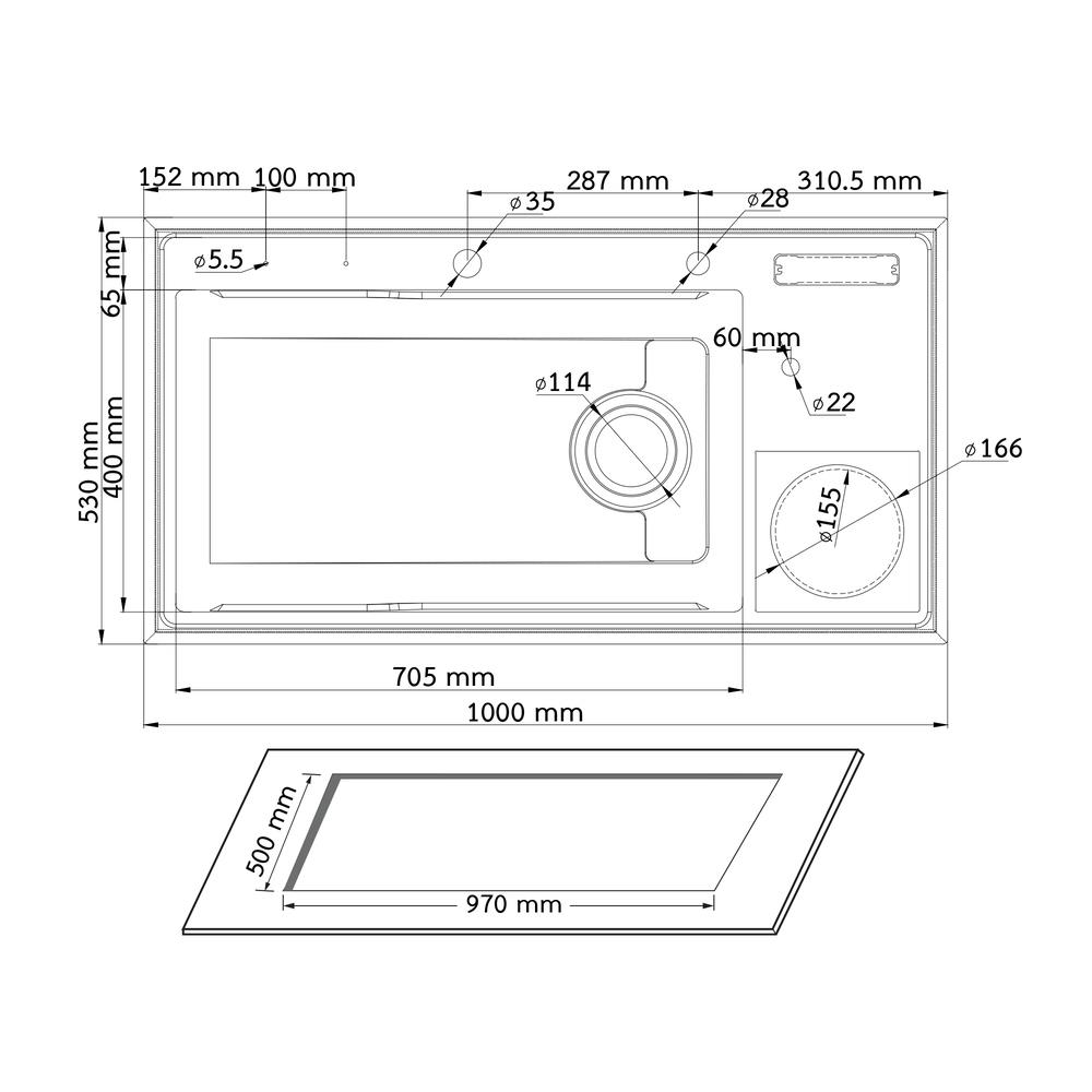 ซิงค์ฝัง 1 หลุม AXIA EXPERTISE 10050 DB สีดำ