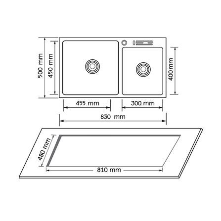 ซิงค์ฝัง 2 หลุม AXIA MIDNIGHT K8350 สีดำ_3