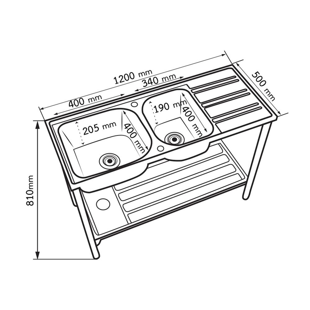 ซิงค์ขาตั้ง 2 หลุม 1 ที่พัก AXIA RIVIERA ST 120 สีเงิน