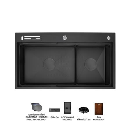 ซิงค์ฝัง 2 หลุม AXIA EXPERTISE 5438 สีดำ_0
