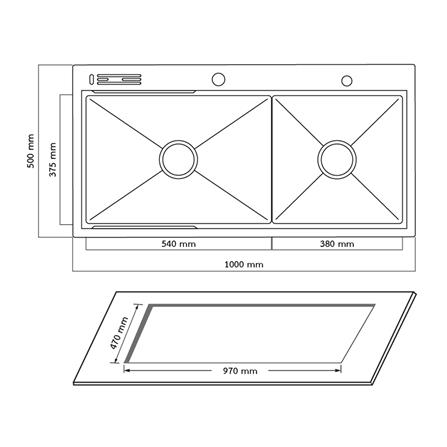 ซิงค์ฝัง 2 หลุม AXIA EXPERTISE 5438 สีเงิน_4