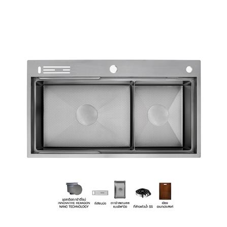 ซิงค์ฝัง 2 หลุม AXIA EXPERTISE 5438 สีเงิน_0