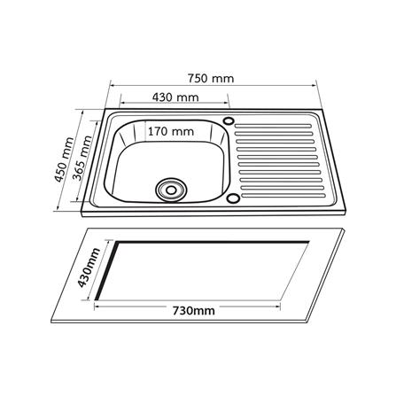 ซิงค์ฝัง 1 หลุม 1 ที่พัก AXIA PP7545 เงิน_3