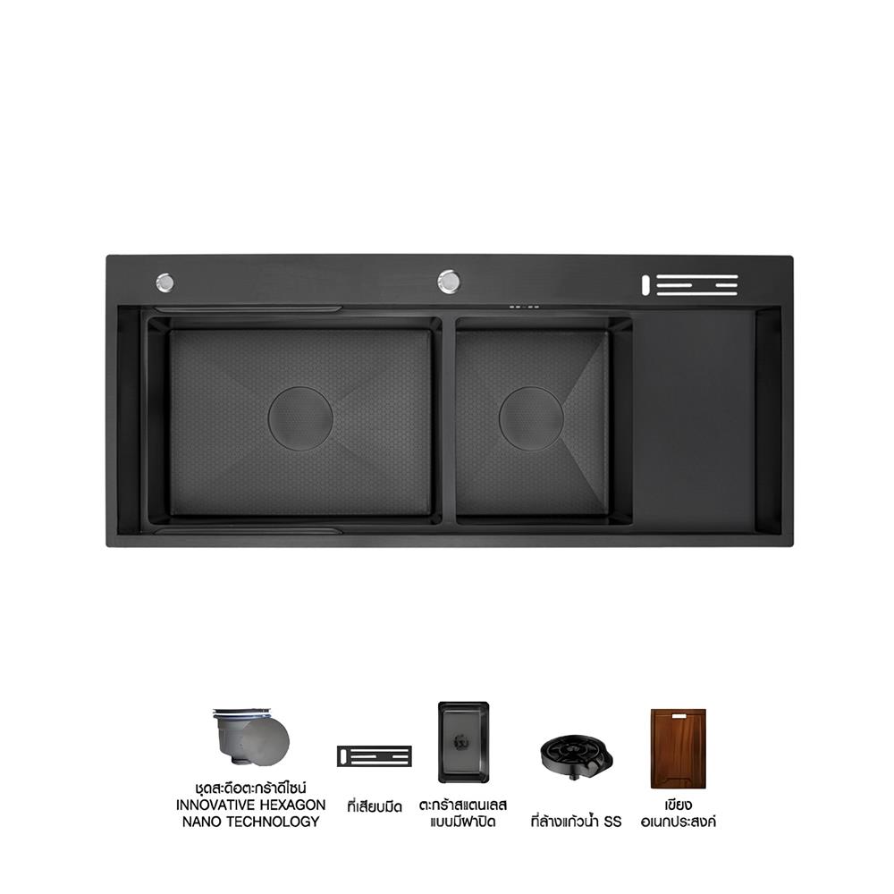 ซิงค์ฝัง 2 หลุม 1 ที่พัก AXIA EXPERTISE 12050 สีดำ