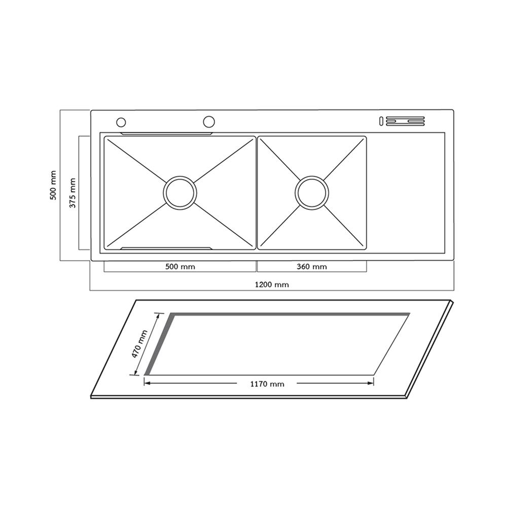 ซิงค์ฝัง 2 หลุม 1 ที่พัก AXIA EXPERTISE 12050 สีดำ