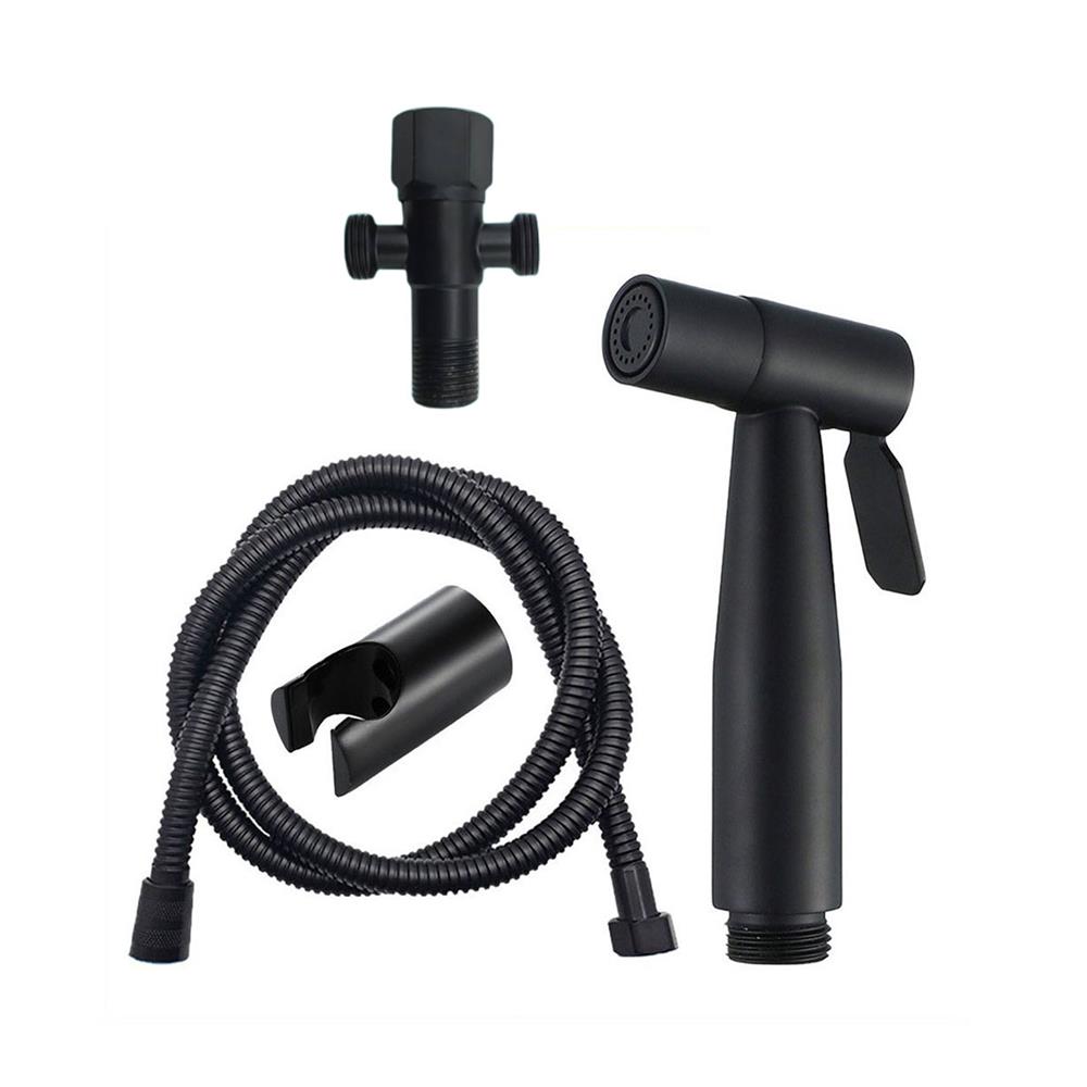 ชุดสายฉีดชำระพร้อมสต๊อปวาล์ HOEN HOME-112-08B สีดำ