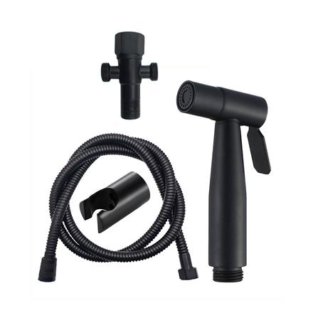 ชุดสายฉีดชำระพร้อมสต๊อปวาล์ HOEN HOME-112-08B สีดำ_1