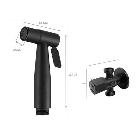 ชุดสายฉีดชำระพร้อมสต๊อปวาล์ HOEN HOME-112-08B สีดำ_2