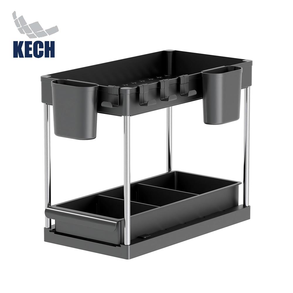 ชั้นวางอเนกประสงค์ 2 ชั้น สไลด์ได้ KECH AMASS สีดำ