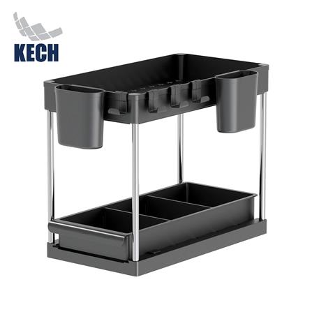 ชั้นวางอเนกประสงค์ 2 ชั้น สไลด์ได้ KECH AMASS สีดำ_0