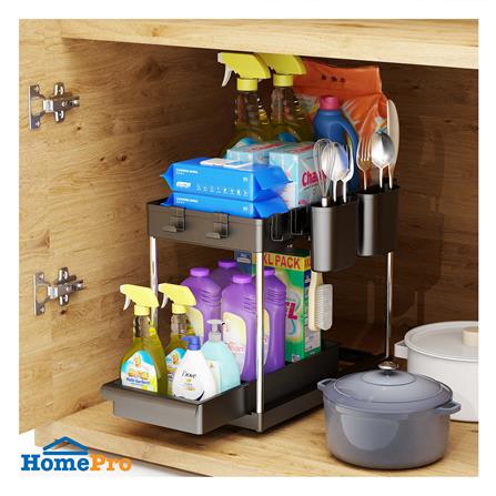 ชั้นวางอเนกประสงค์ 2 ชั้น สไลด์ได้ KECH AMASS สีดำ_3