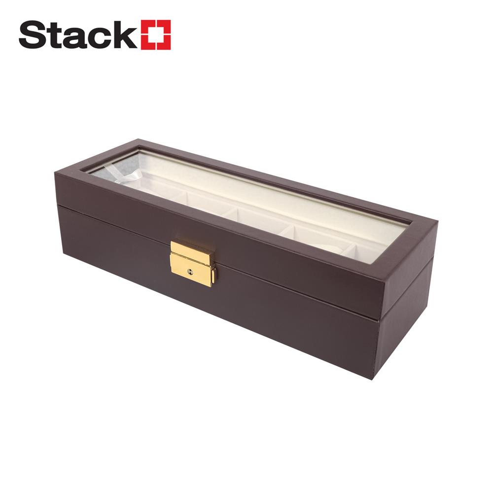 กล่องนาฬิกา 5 ช่อง STACKO 31X11X8.25 ซม. สีน้ำตาล