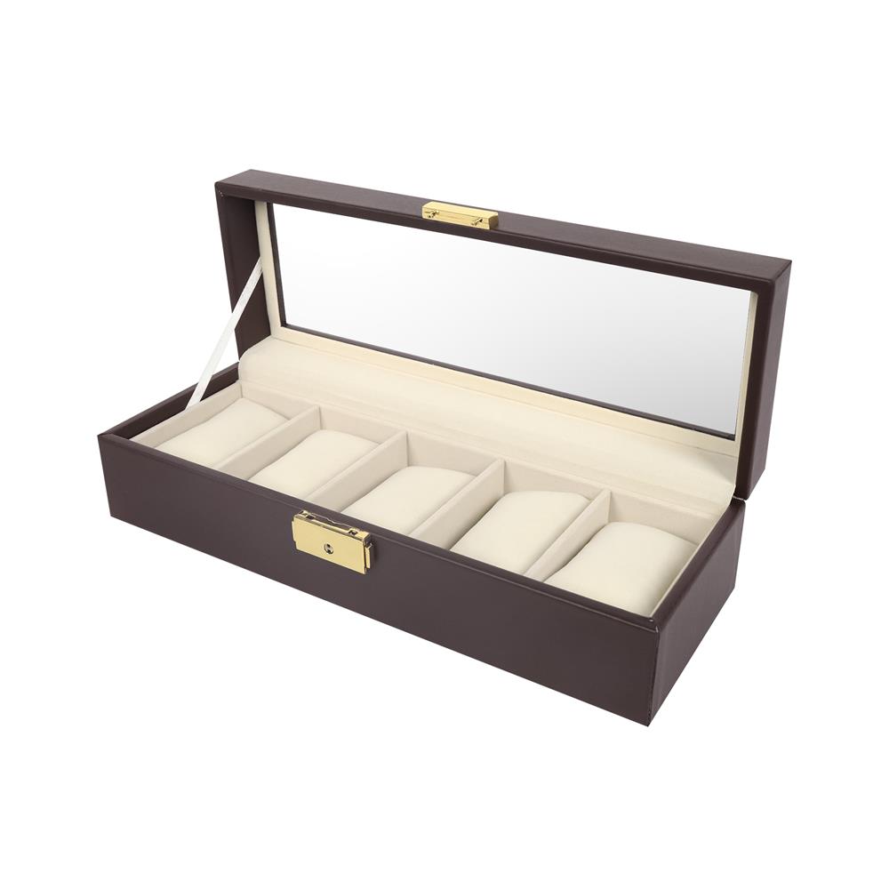 กล่องนาฬิกา 5 ช่อง STACKO 31X11X8.25 ซม. สีน้ำตาล