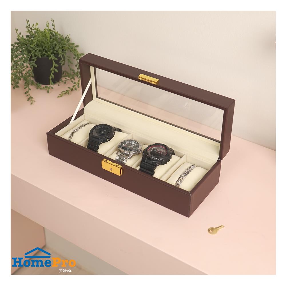 กล่องนาฬิกา 5 ช่อง STACKO 31X11X8.25 ซม. สีน้ำตาล