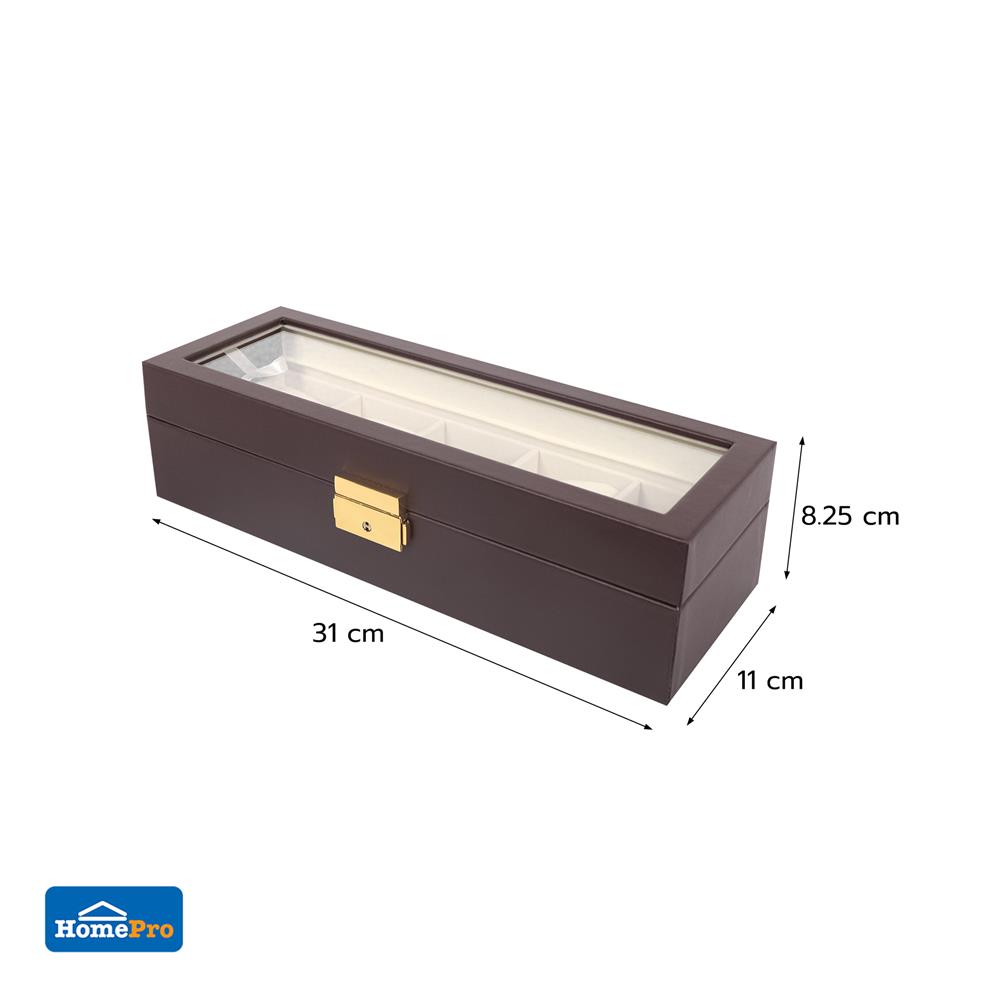 กล่องนาฬิกา 5 ช่อง STACKO 31X11X8.25 ซม. สีน้ำตาล