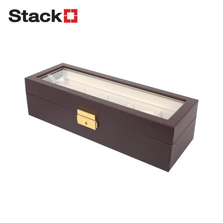 กล่องนาฬิกา 5 ช่อง STACKO 31X11X8.25 ซม. สีน้ำตาล_0