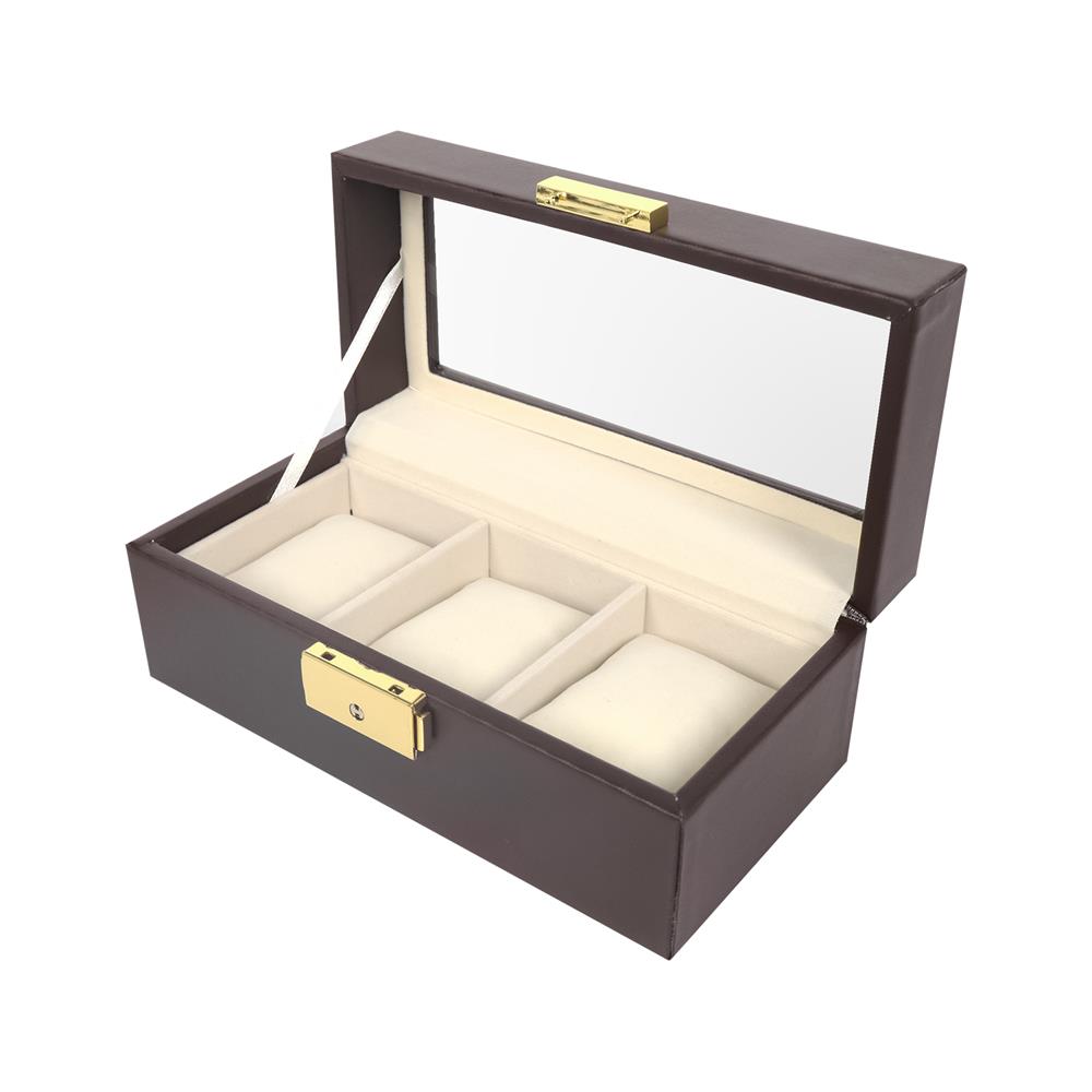 กล่องนาฬิกา 3 ช่อง STACKO 15.5X11X8.25 ซม. สีน้ำตาล