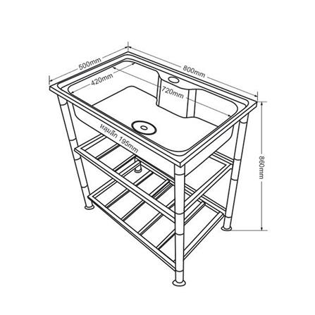 ซิงค์ขาตั้ง 1 หลุม TECNOSTAR STT 80 1B สีเงิน_4