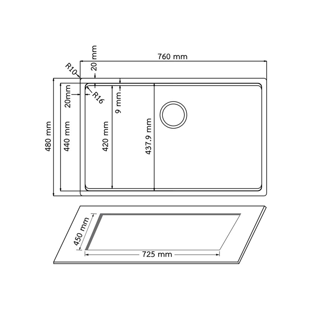 ซิงค์ฝัง 1 หลุม AXIA NEST 7648 G สีทอง