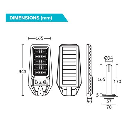 ไฟถนน SOLAR CARINI ELENA 100 วัตต์ DAYLIGHT สีดำ_6