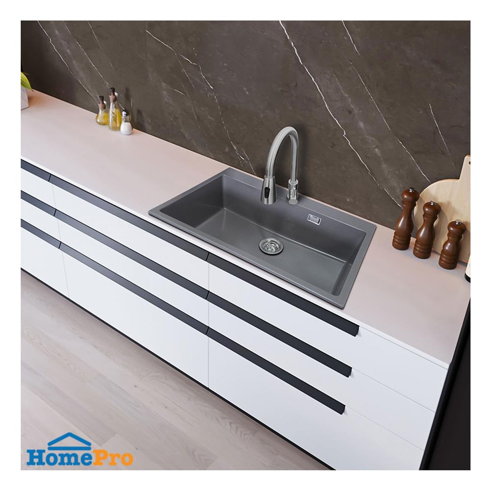 ซิงค์ฝัง 1 หลุม AXIA METALLICA 80 GY สีเทา