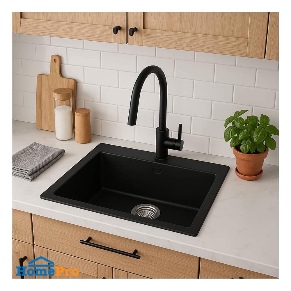 ซิงค์ฝัง 1 หลุม AXIA METALLICA 60 BK สีดำ