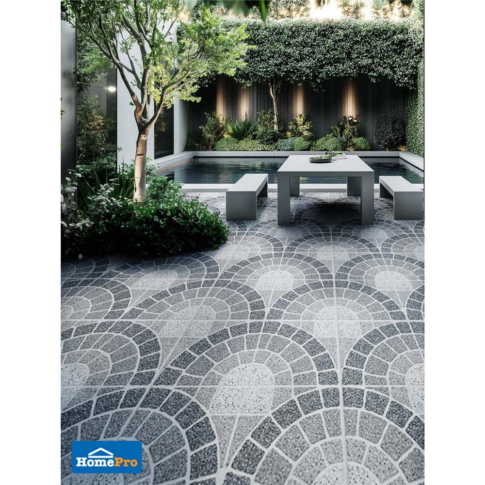 กระเบื้องพื้นพอร์ซเลน 60x60 ซม. TARA คอปเบิ้ลสโตน เทา PM 1.44 ตร.ม.