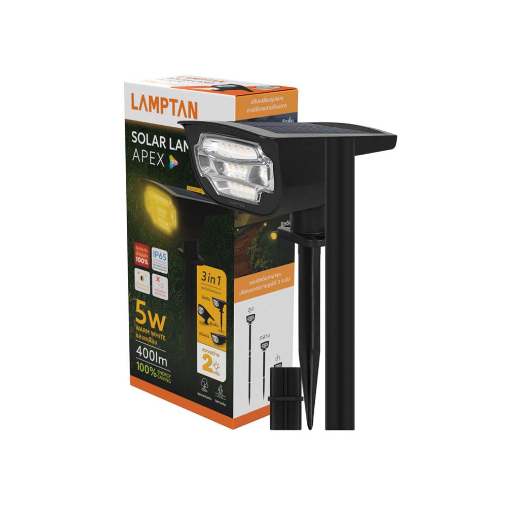ไฟผนังภายนอก SOLAR LAMPTAN APEX 5 วัตต์ WARM WHITE สีดำ