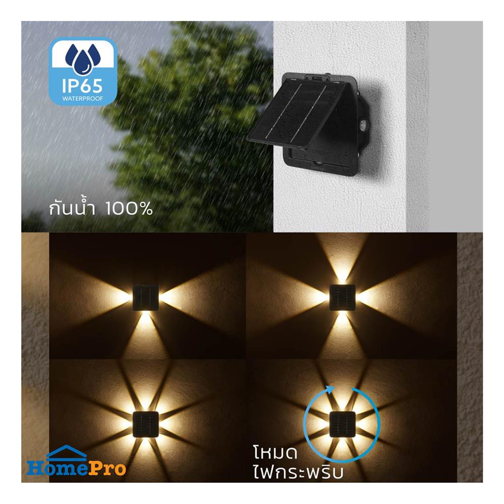 ไฟผนังภายนอก SOLAR LAMPTAN QUADLUX 9 วัตต์ WARM WHITE สีดำ