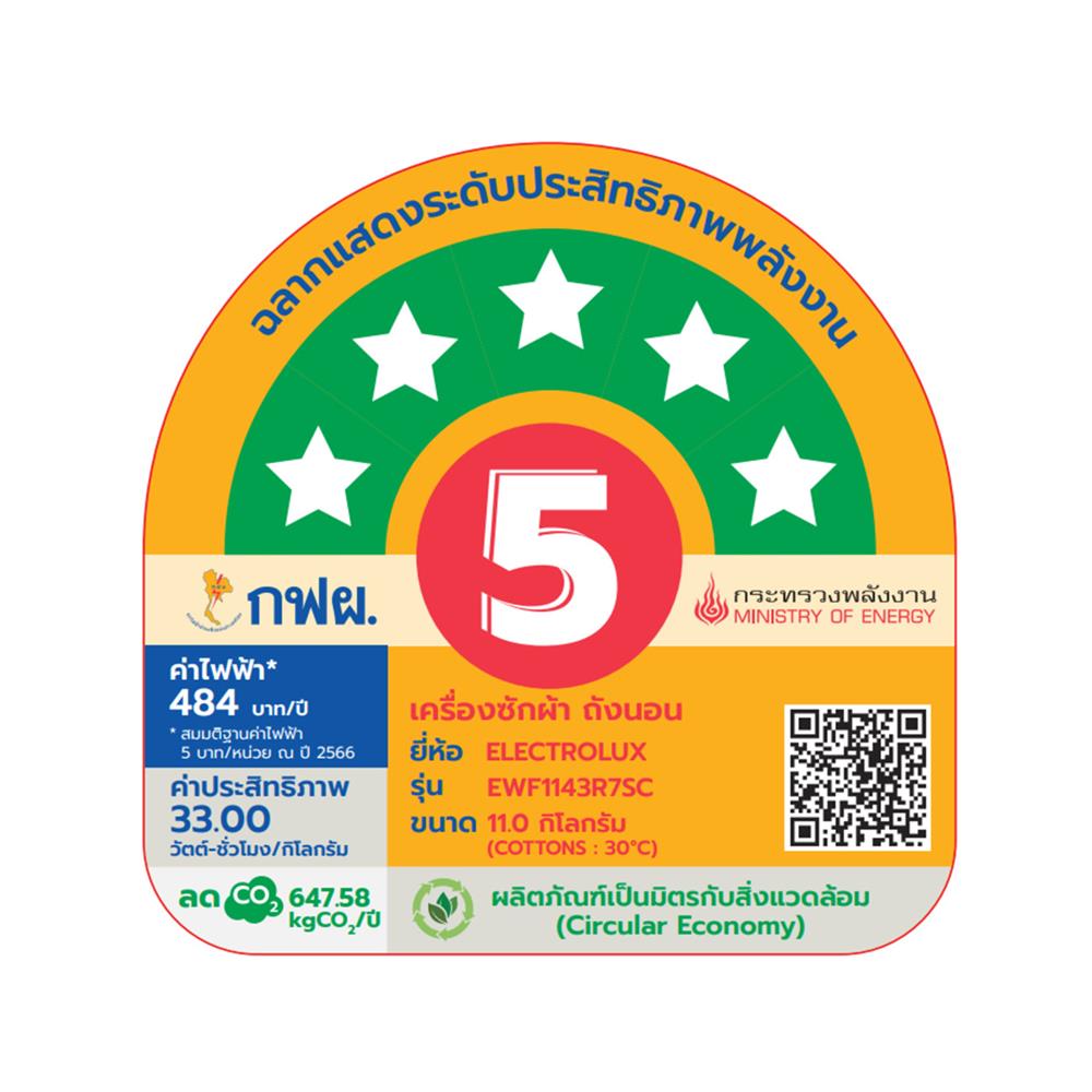 เครื่องซักอบผ้าฝาหน้าพร้อมขาตั้ง ELECTROLUX EWW1143R7SC 11/7 กก. 1400RPM อินเวอร์เตอร์ สีเทาเข้ม