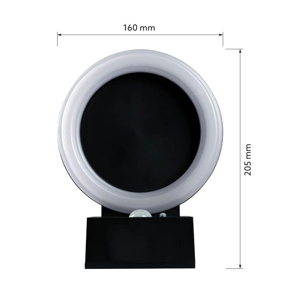 ไฟผนังภายนอก SOLAR LAMPTAN RING 10 วัตต์ WARM WHITE สีดำ/ขาว