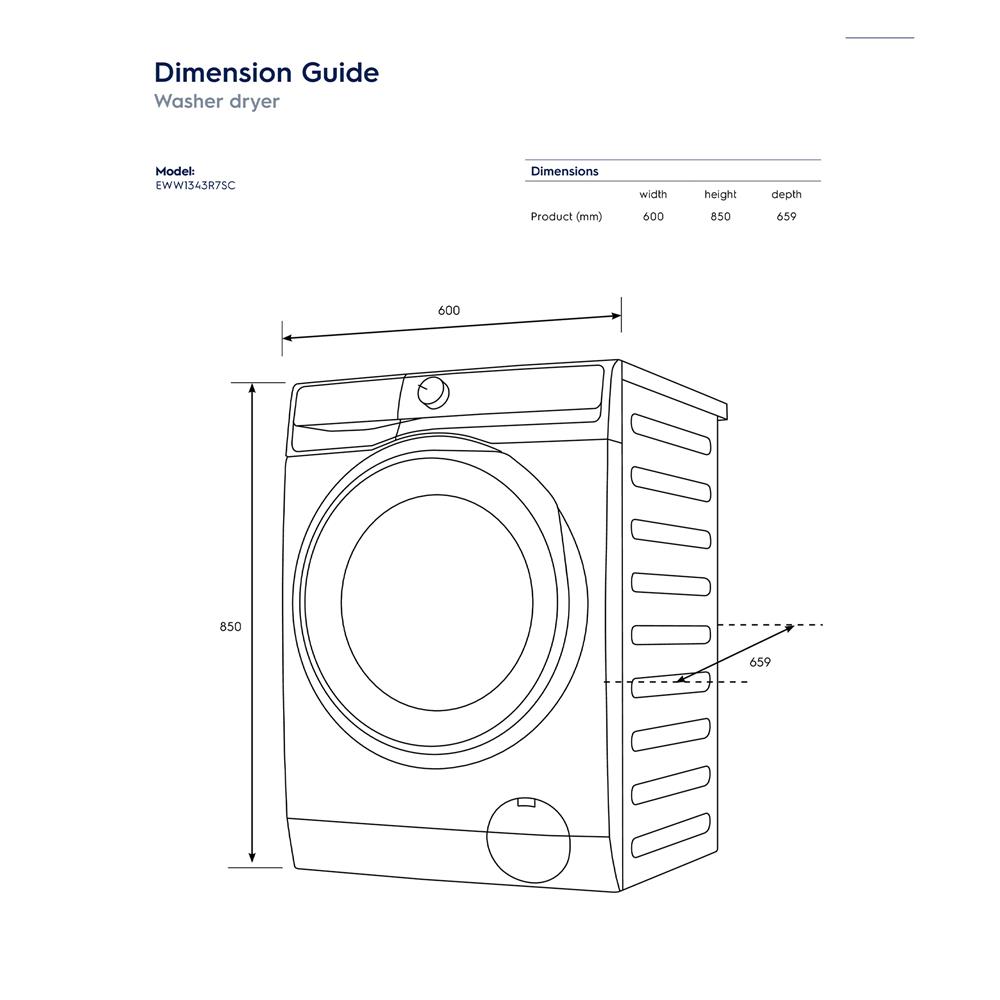 เครื่องซักอบผ้าฝาหน้าพร้อมขาตั้ง ELECTROLUX EWW1343R7SC 13/9 กก. 1400RPM อินเวอร์เตอร์ สีเทาเข้ม
