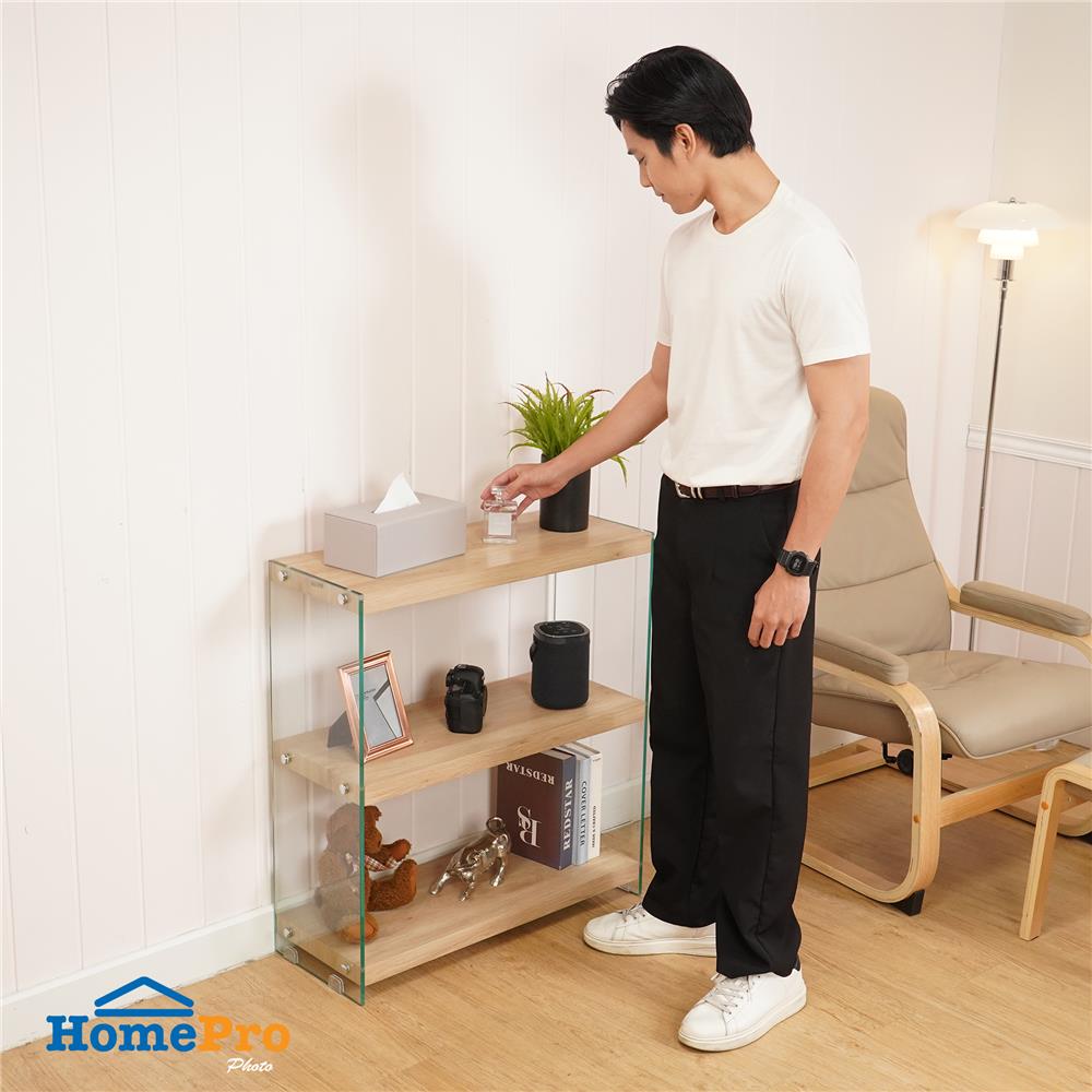 ชั้นวางของกระจก 3 ชั้น FURDINI GLOSS 75 ซม. สี NATURAL