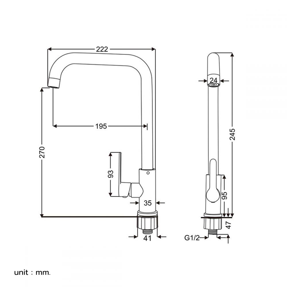 ก๊อกซิงค์เดี่ยวเคาน์เตอร์ RASLAND A11021-444CHR
