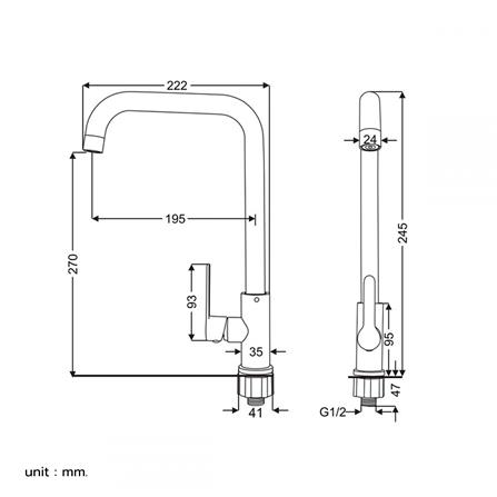 ก๊อกซิงค์เดี่ยวเคาน์เตอร์ RASLAND A11021-444CHR_5