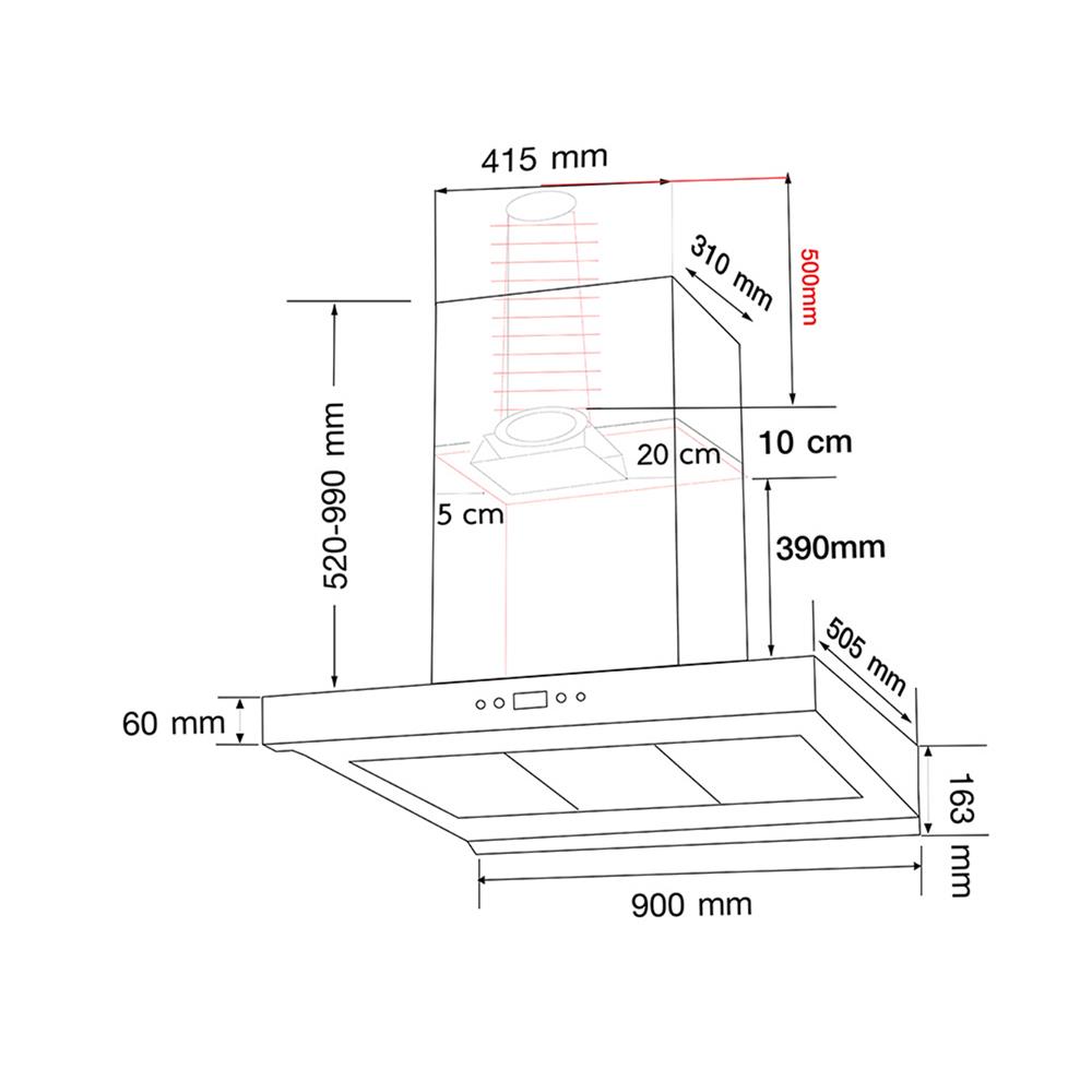 เครื่องดูดควันกระโจม AXIA C-CONNECT90 BK H2H 90 ซม. สีดำ