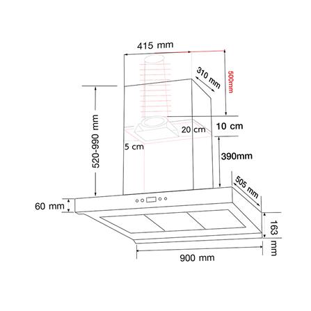 เครื่องดูดควันกระโจม AXIA C-CONNECT90 BK H2H 90 ซม. สีดำ_1