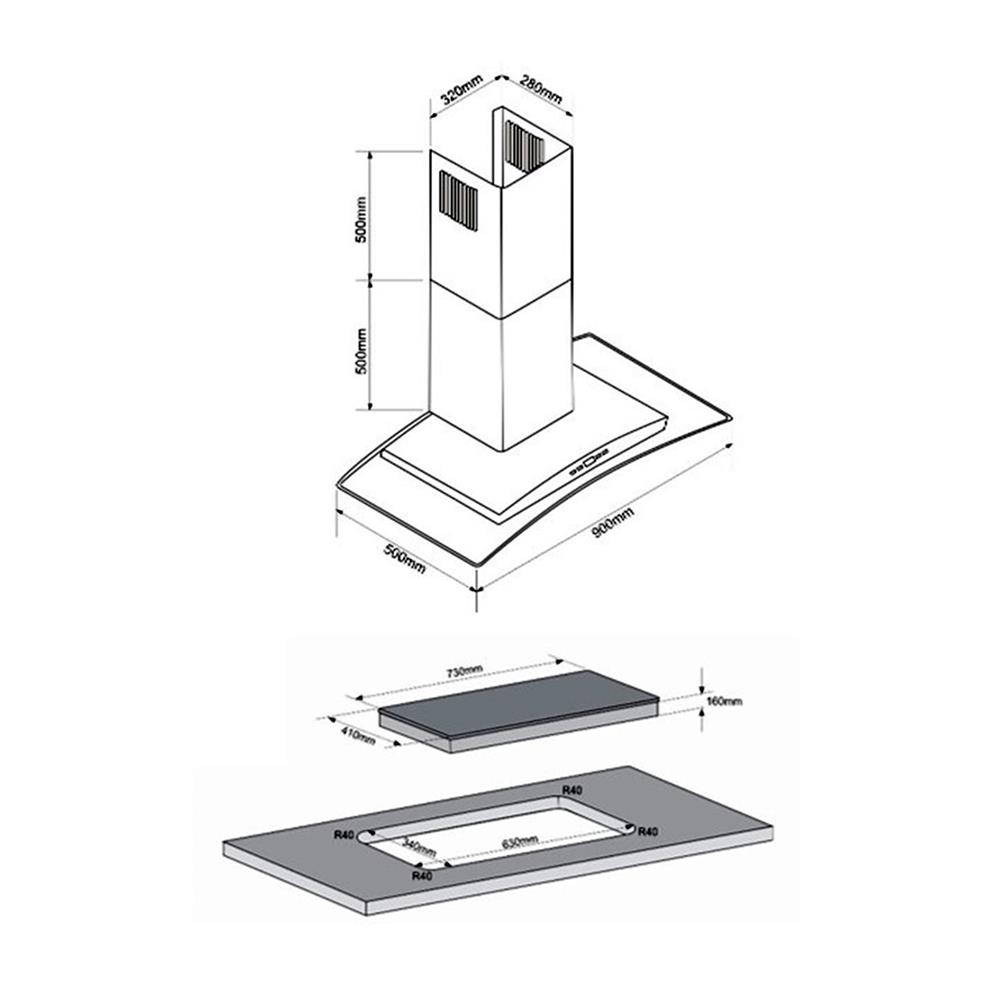 เตาฝัง+เครื่องดูดควัน TECNOSTAR HB S1 GB+EHP 90 GS