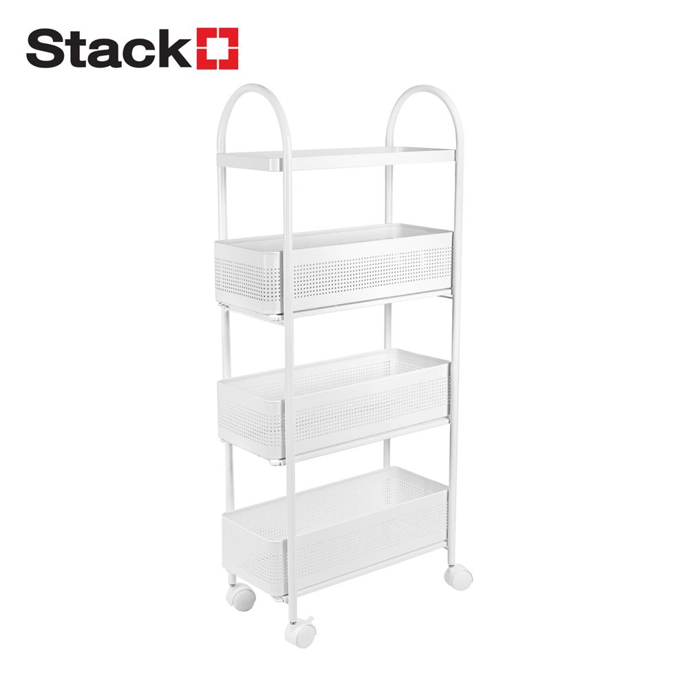 ชั้นวางของแคบ 4 ชั้น มีล้อ STACKO COMPACT 40X19.8X91 ซม. สีขาว_0
