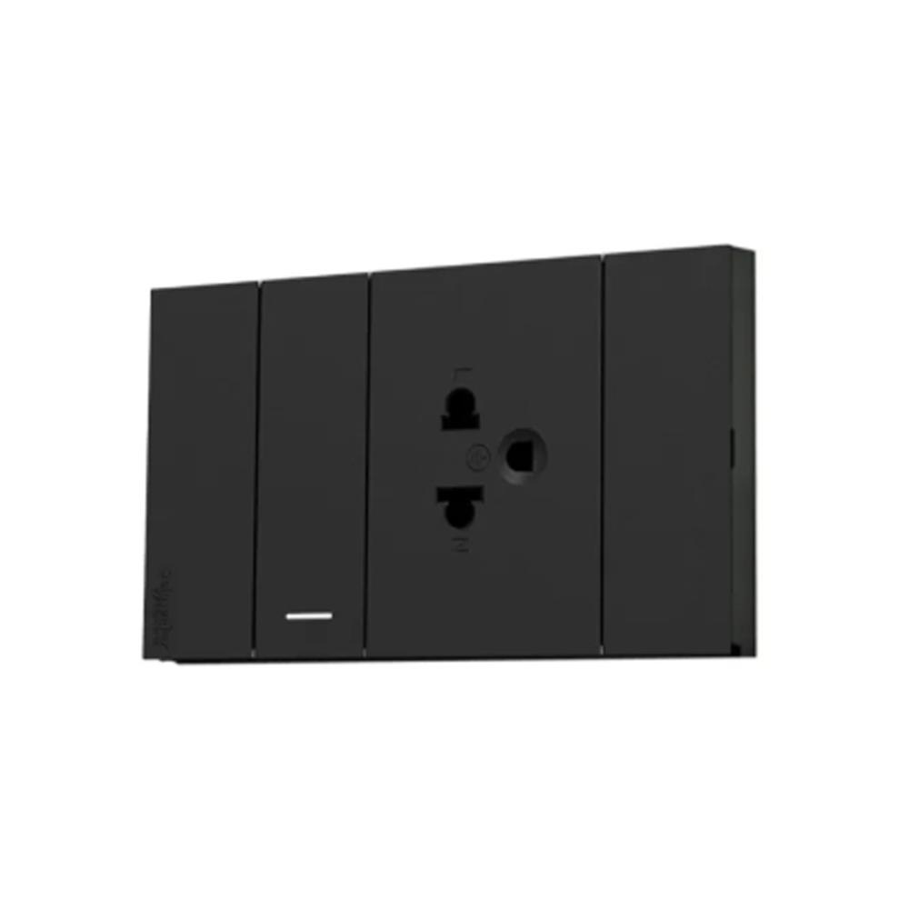 ชุดเต้ารับเดี่ยว พร้อมสวิตช์ 1 ทาง SCHNEIDER A7031F UST BK สีดำ