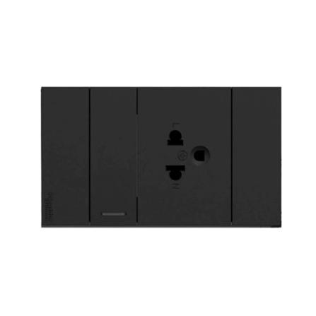 ชุดเต้ารับเดี่ยว พร้อมสวิตช์ 1 ทาง SCHNEIDER A7031F UST BK สีดำ_0
