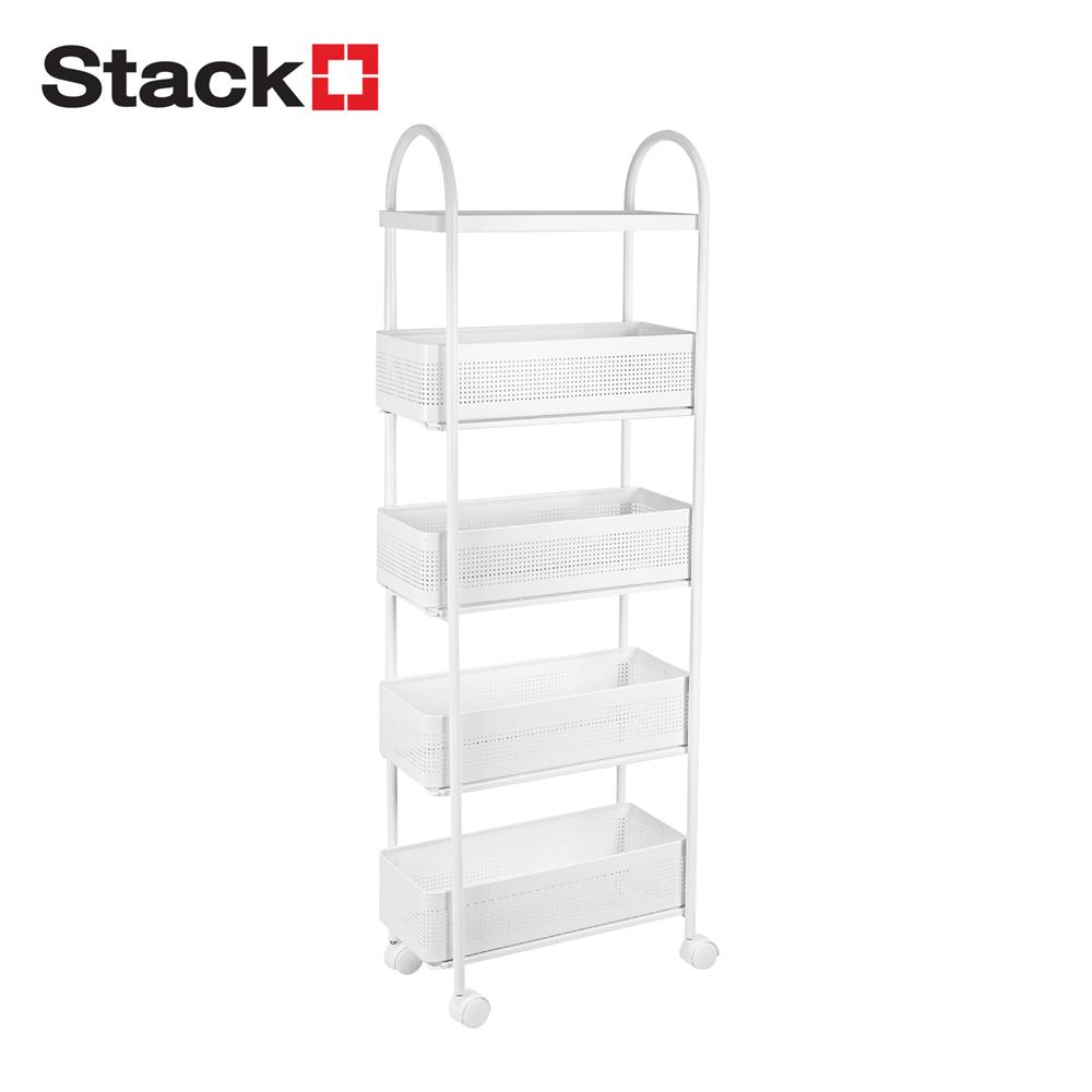ชั้นวางของแคบ 5 ชั้น มีล้อ STACKO COMPACT 40X19.8X116 ซม. สีขาว_1